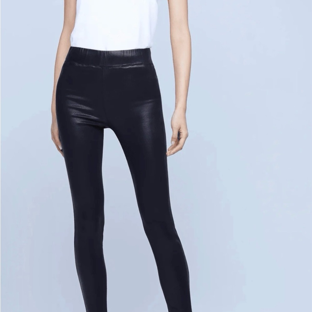 L’Agence Rochelle high-rise in faux leather coated stretch